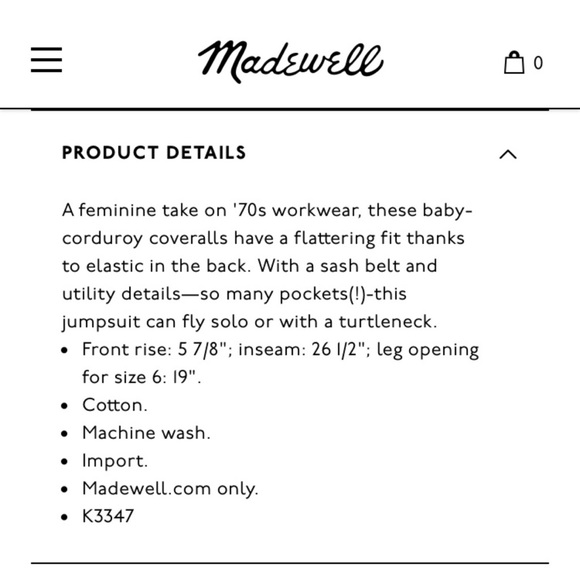 Madewell - Corduroy Utility Jumpsuit - Picture 4 of 6